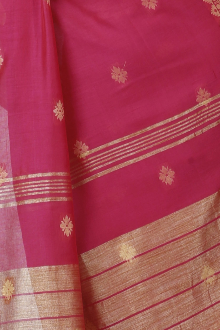 Pink Pure Cotton Tuma Hand Loom Saree (1192)